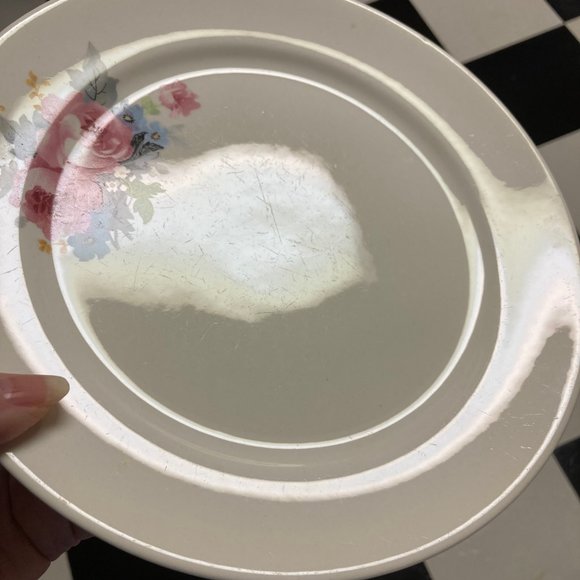 Vintage Dinner Plates (2) 9 Inches with Pink & Blue Flowers / Roses - Picture 6 of 16